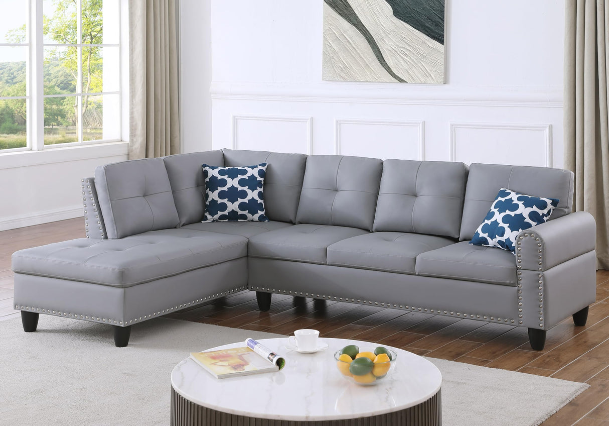 Leather Upholstered Sectional Sofa with Right Chaise