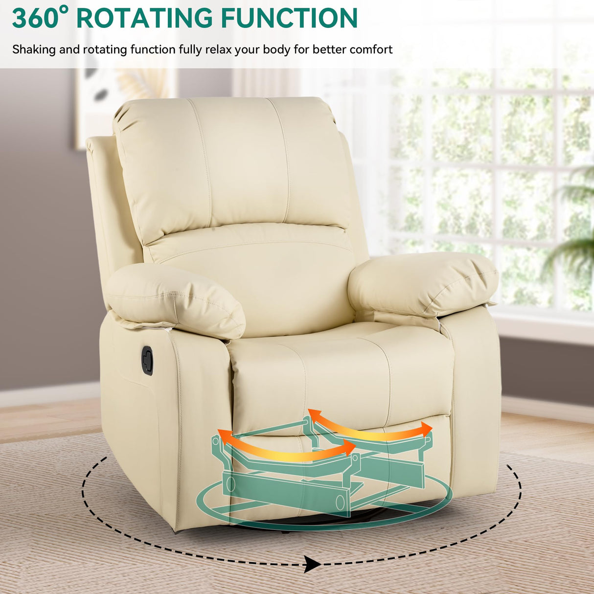 Swivel Rocking Recliner Chair,Manual Swivel Rocker chair Adults, Comfy