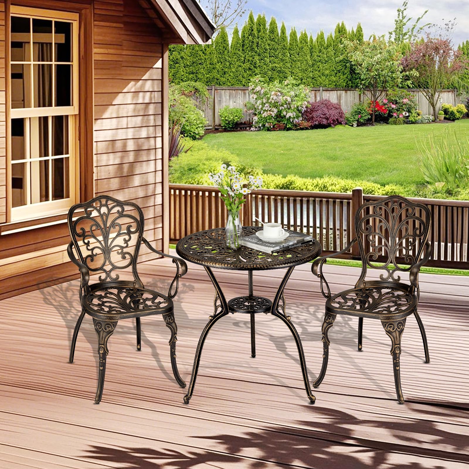 3 Piece Bistro Set, Outdoor Bistro Table and Chairs Set of 2