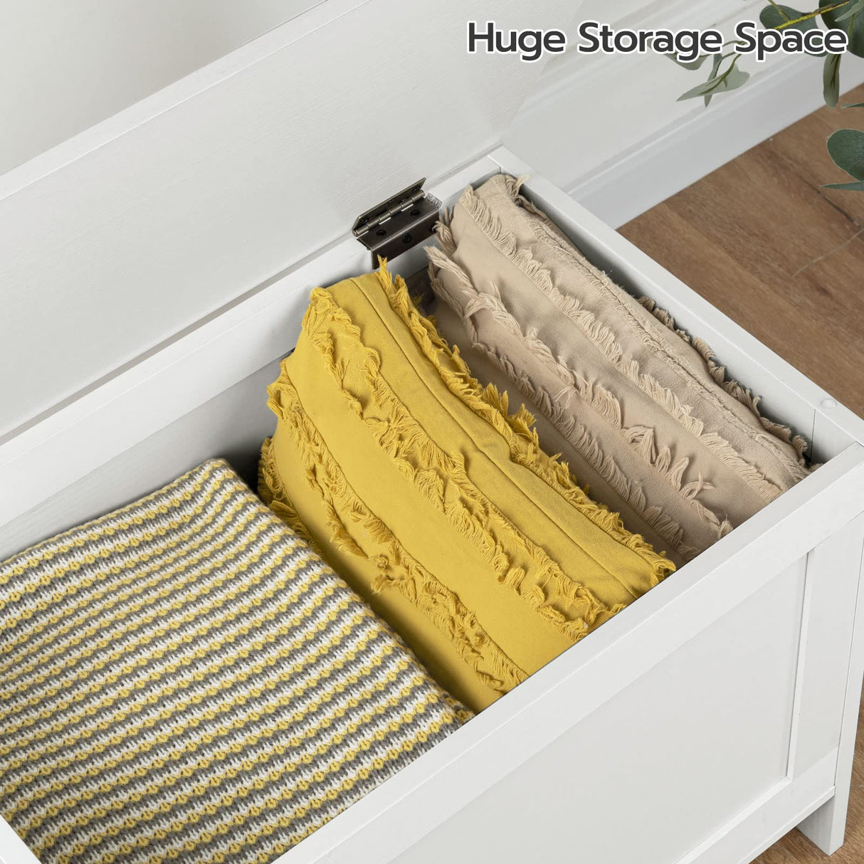 Storage Chest, Retro Toy Storage Organizer with Safety Hinge, Sturdy Entryway Storage