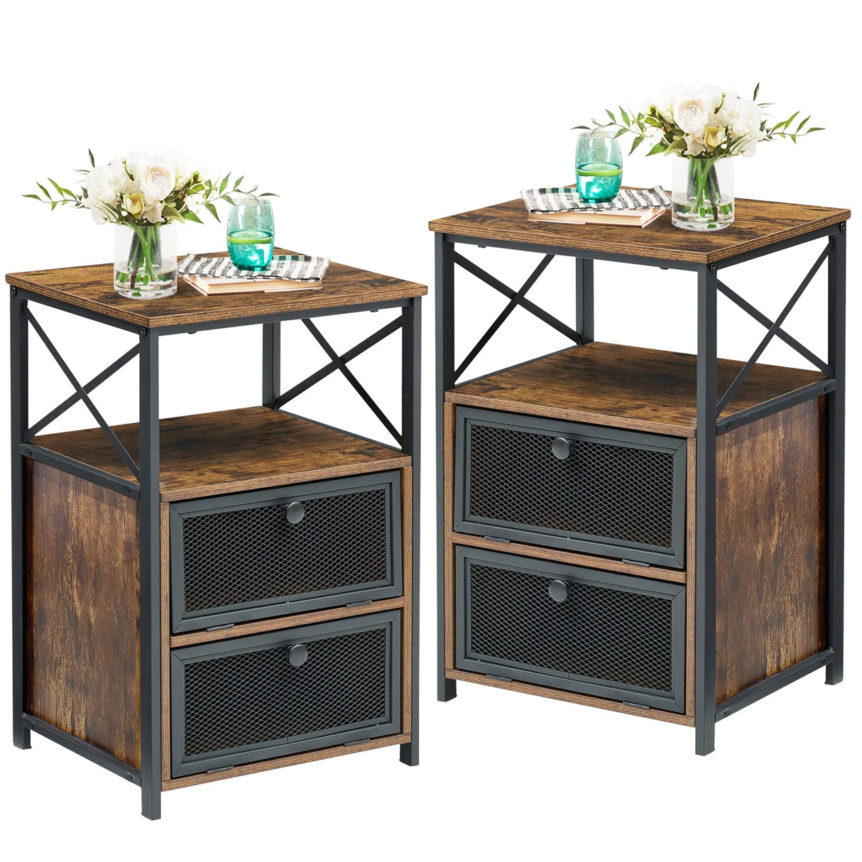 Nightstand Set of 2 with Drawer, Modern Night Stand