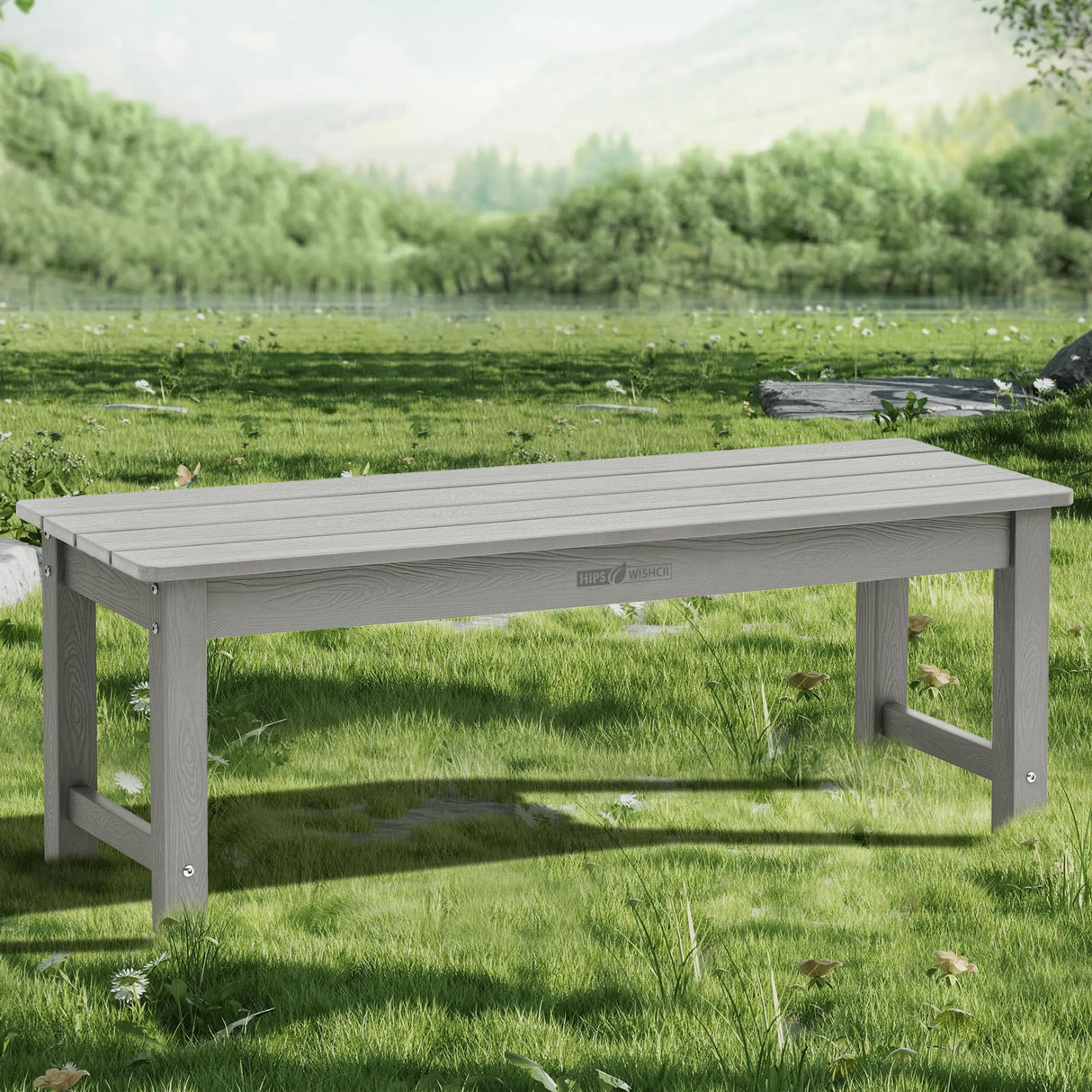 Outdoor Bench, Poly Lumber Weatherproof, 2 Person Patio Benches for Outdoors