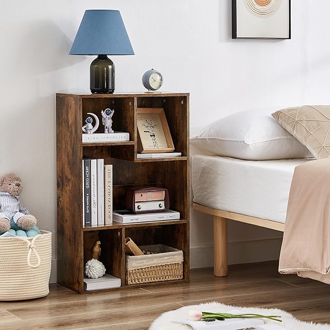 Small White Bookshelf, 5 Cube Shelf, Fits Tallest Hardcovers, Horizontal Available, Storage Organzier for Home Office, Pearl White