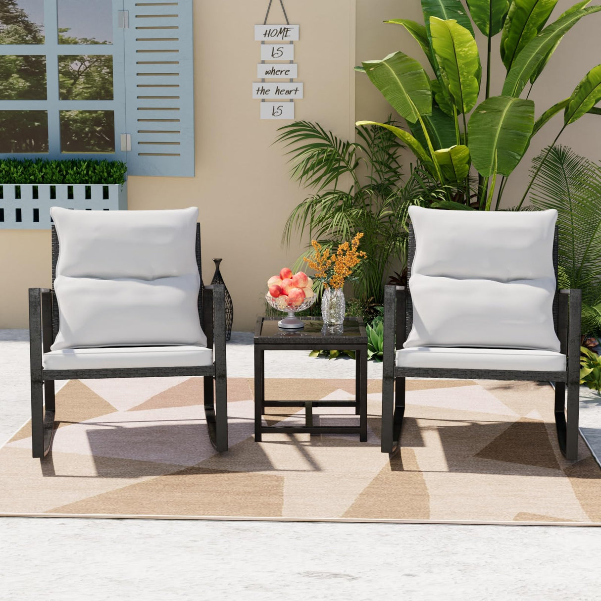 Patio Swivel Bar Stools Set of 4, Outdoor Bar Height Patio Swivel Chairs