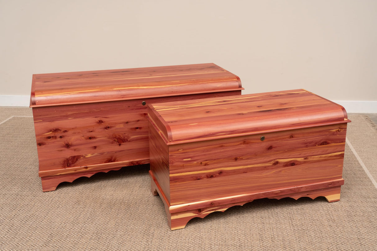 Cedar Hope Chest with Waterfall Top – Amish Cedar Chest w/ Anti-Slam Hinges