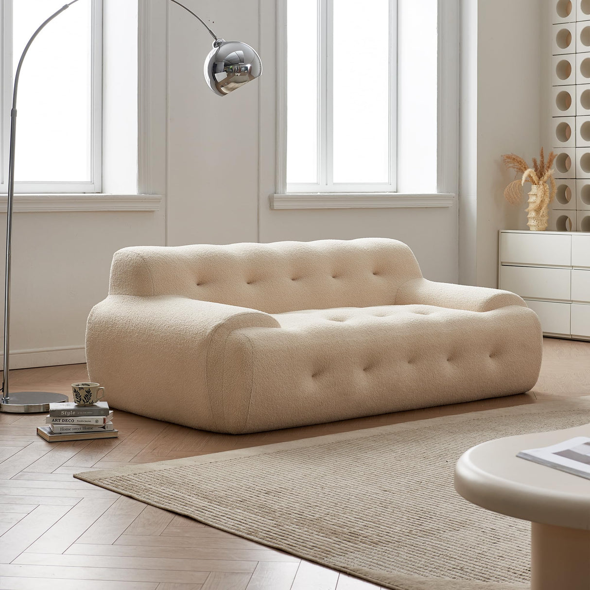 70.86 "Modern Loveseat Sofa Couch, Sherpa Tufted Love Seat, Comfy 2 Seater Deep Seat Small Couch for Living