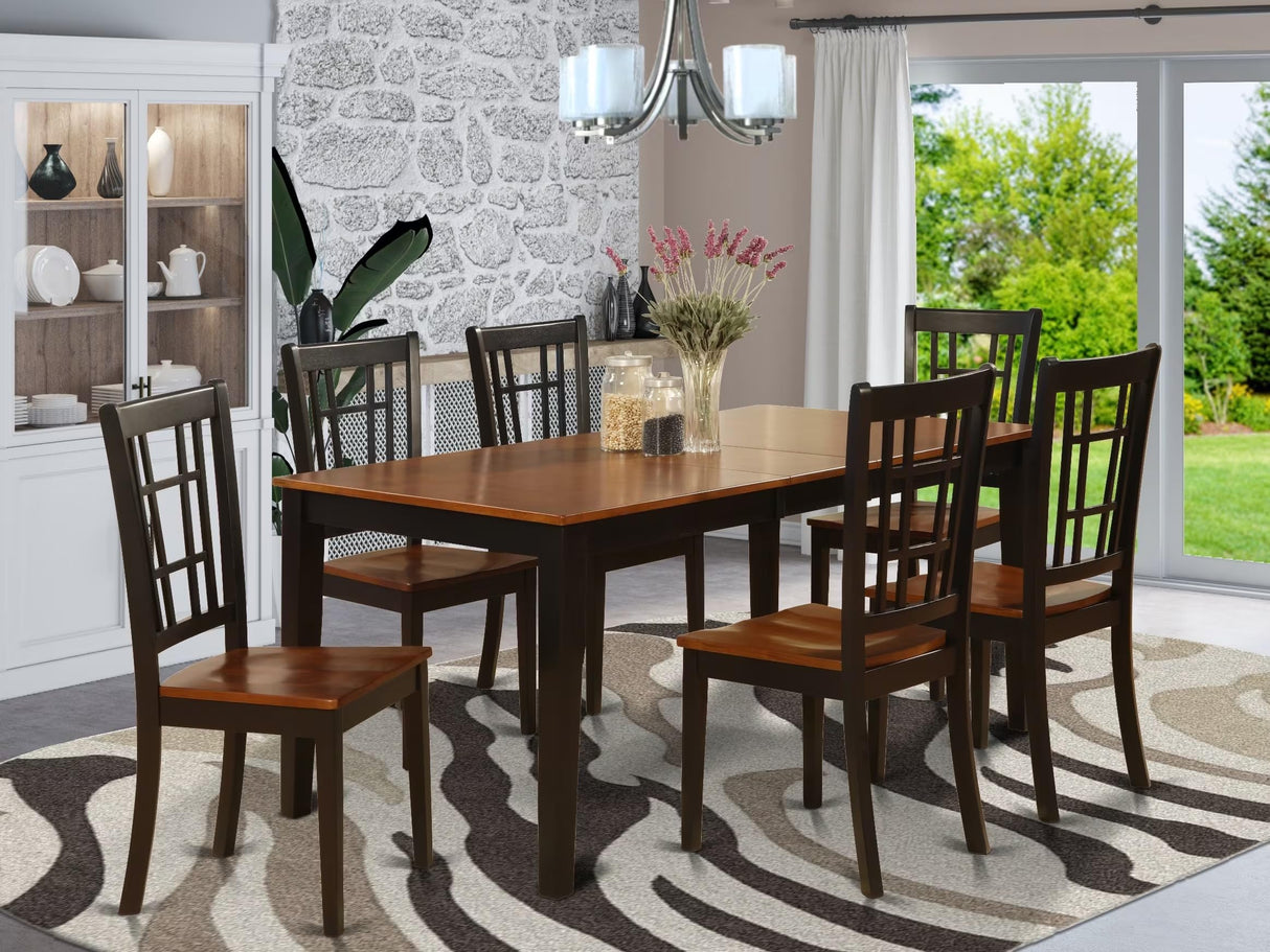 NICO7-BLK-W 7 Piece Kitchen Table Set Consist of a Rectangle Dining Table
