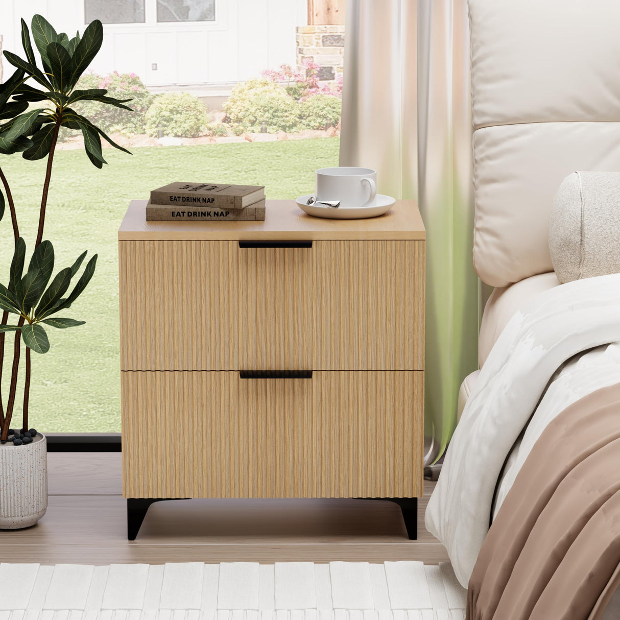 Nightstand Set of 2 with 2 Drawers Night Stand