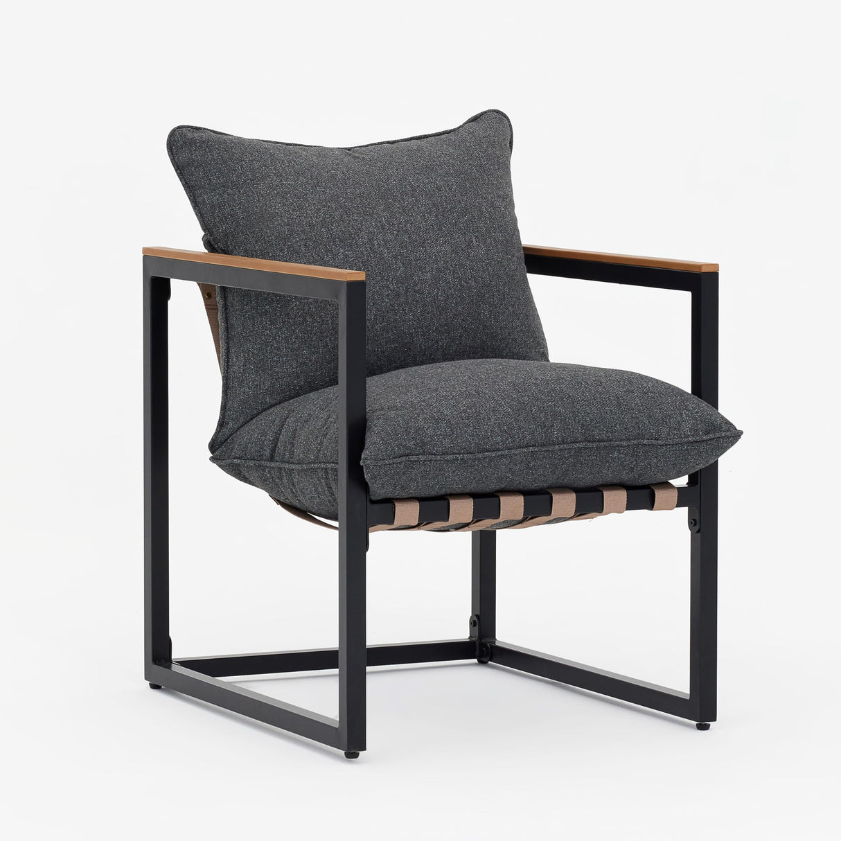 3-Piece Outdoor Patio Bistro Set with Cushioned Metal Chairs & Coffee Table