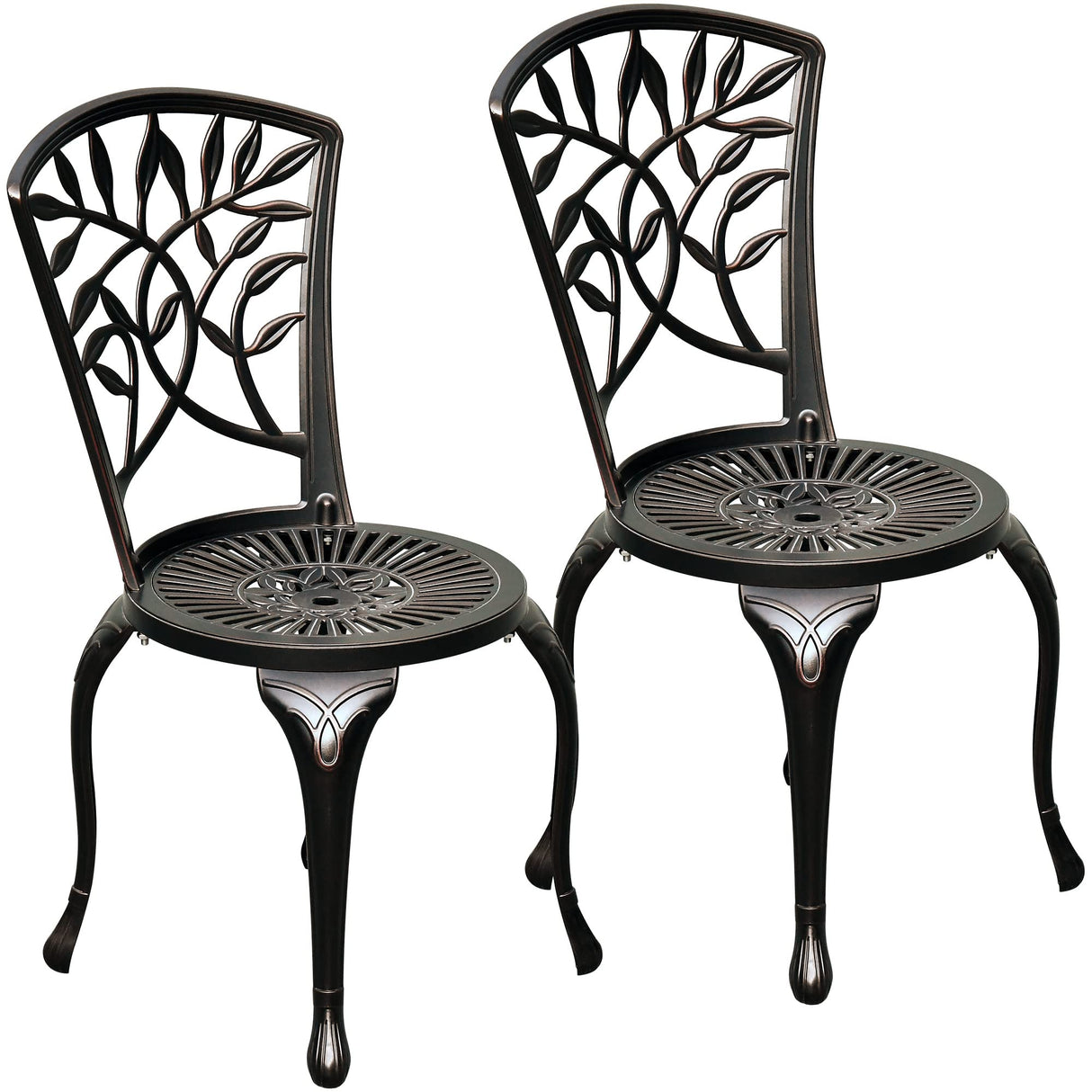 Outdoor Cast Aluminum Outdoor Chairs Set of 2, All-Weather Patio Dining Chair