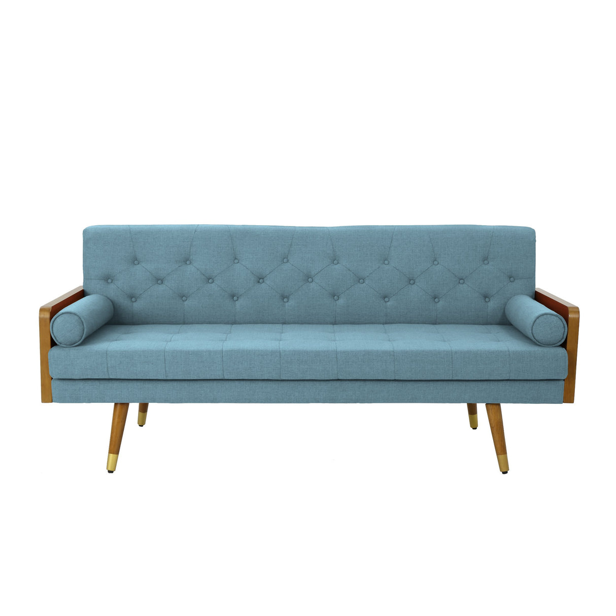 Aidan Mid Century Modern Tufted Fabric Sofa, Blue