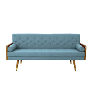 Aidan Mid Century Modern Tufted Fabric Sofa, Blue