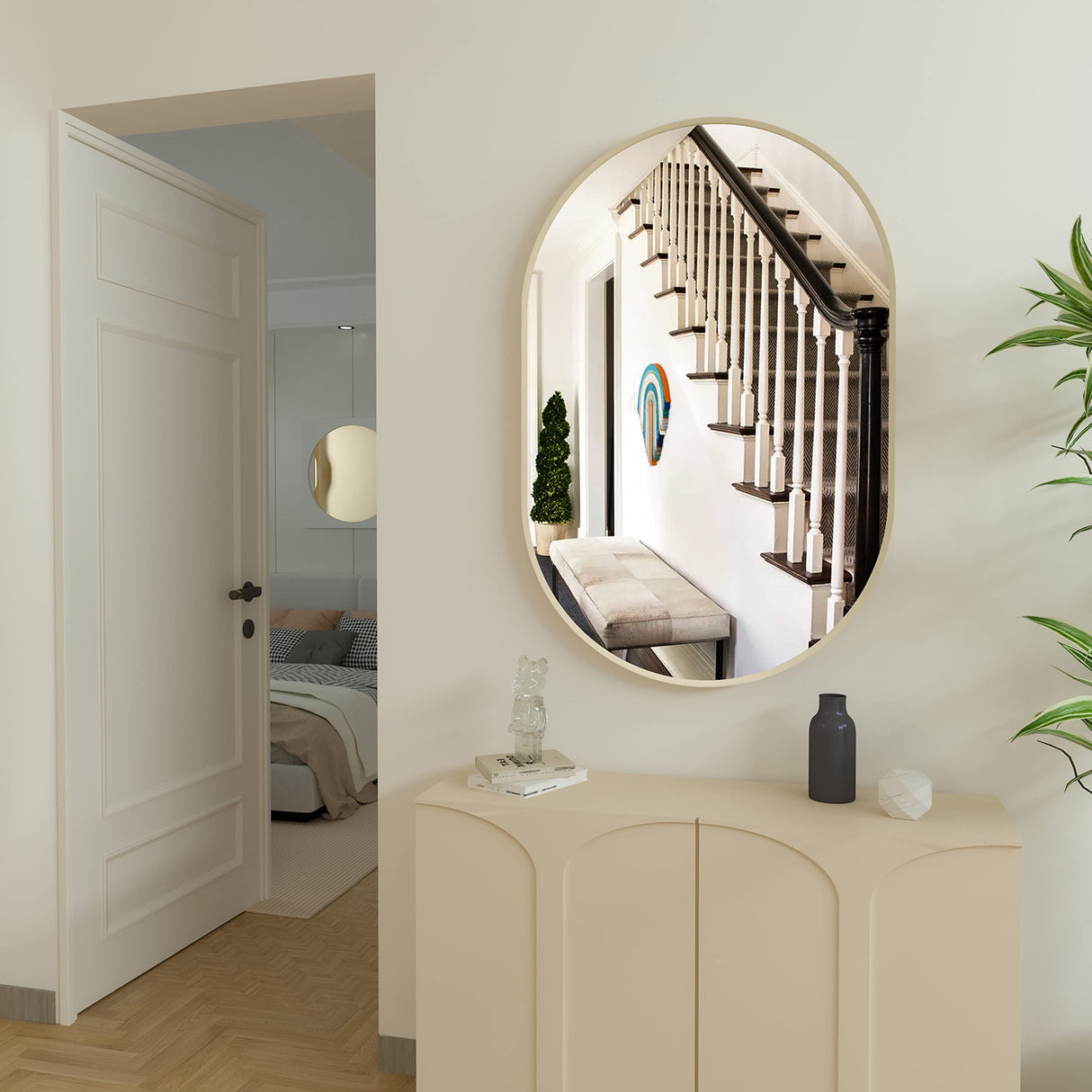 Wall Mirror for Bathroom, Bedroom, Living Room - 36 x 24 Inch Oval Wall Mounted Make