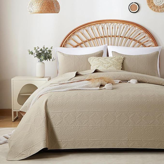 Pink Quilt Set Queen Size, Bohemian Queen Quilt Set for All Season