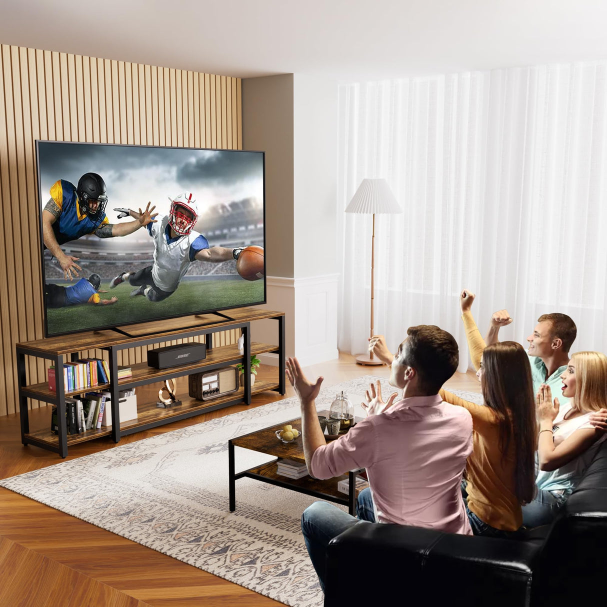 85 inch TV Stand, Entertainment Center for 70 75 80 85" TV, 75.2" Wide Wood Television