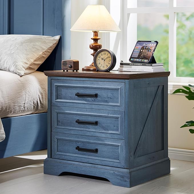 Farmhouse Nightstand with Charging Station