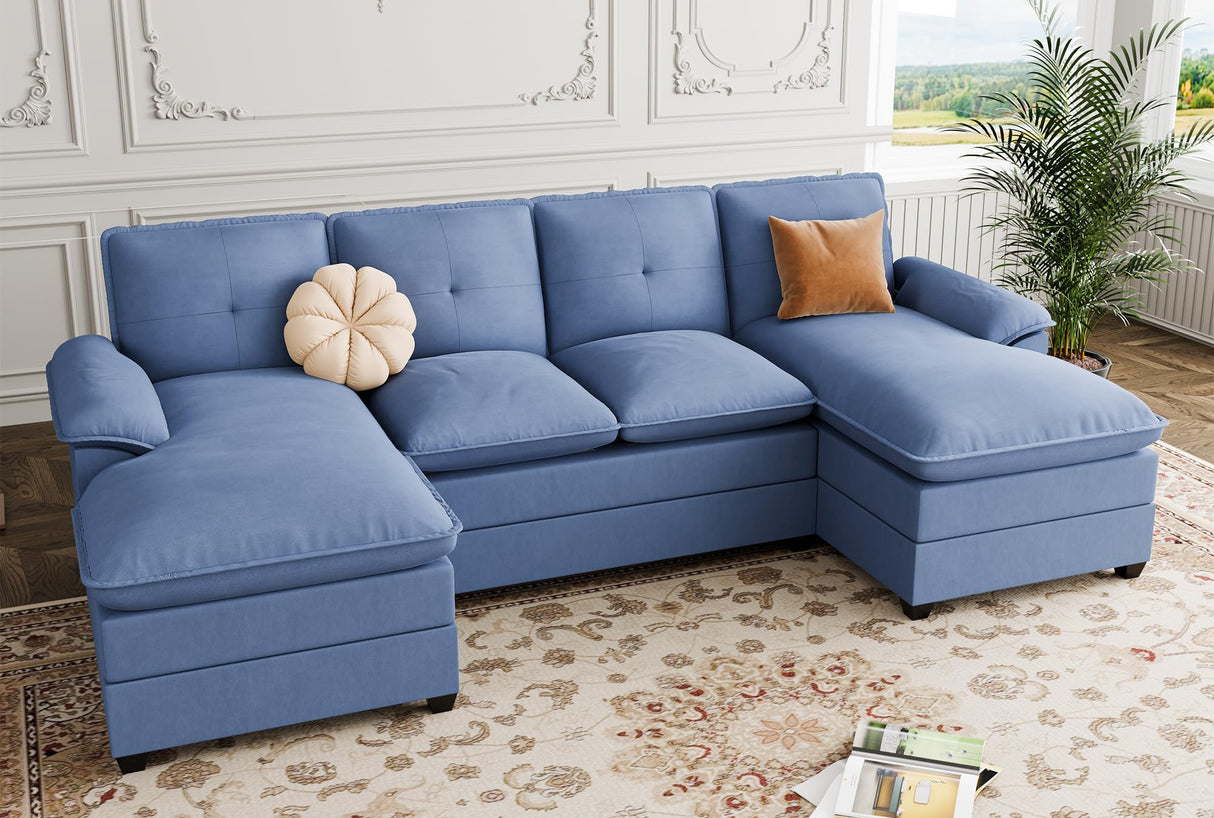 110" Sectional Sofa Couch, U-Shaped Modular Couch Sleeper