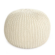 Unstuffed Ottoman Pouf Cover, 100% Cotton Handmade Knitted Ottoman Pouf