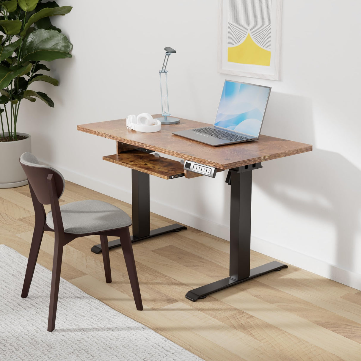 Standing Desk Adjustable Height with Extra Large Keyboard Tray, Electic Adjustable Desk