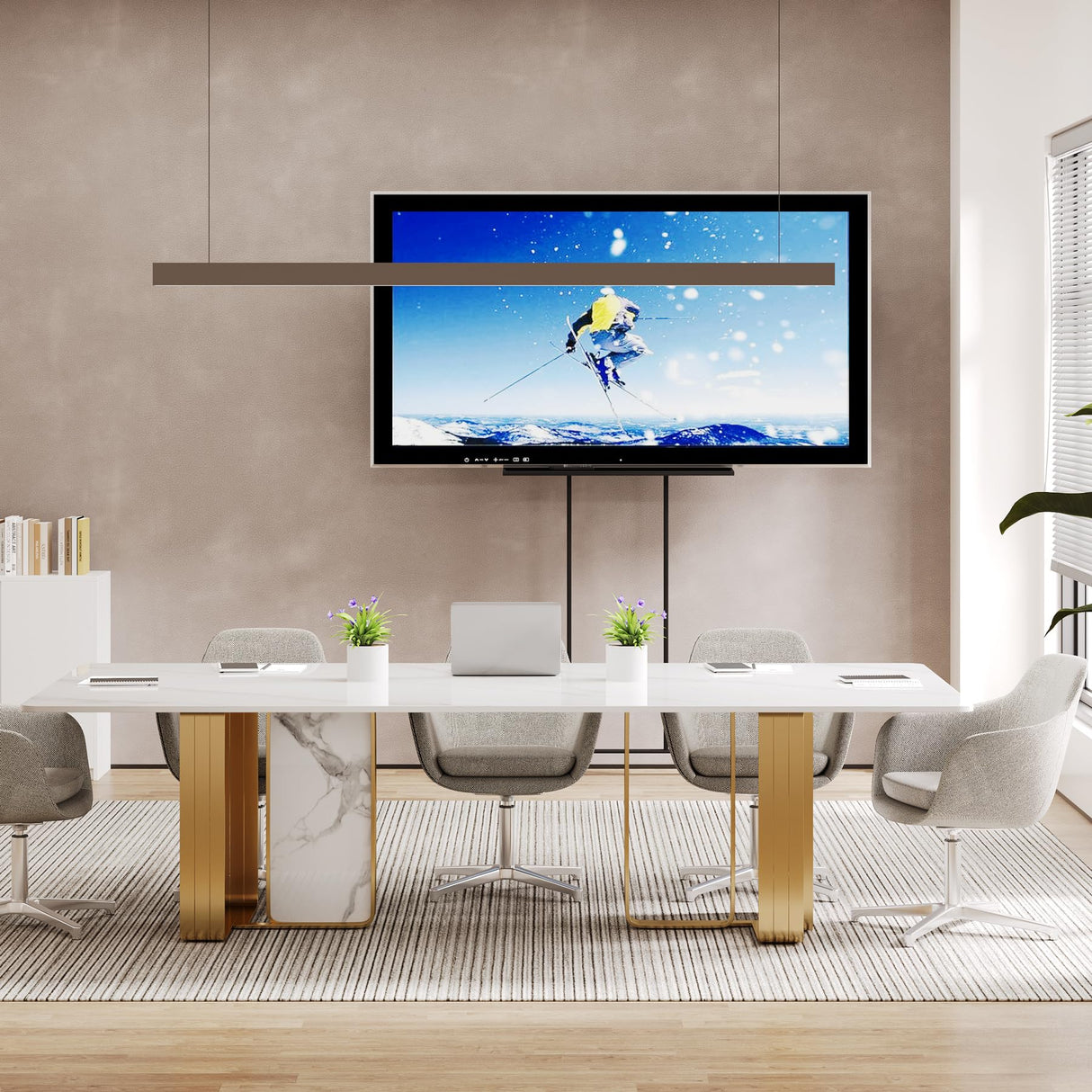 79-Inch Luxurious White Sintered Stone Conference Room Table for 6-8 People