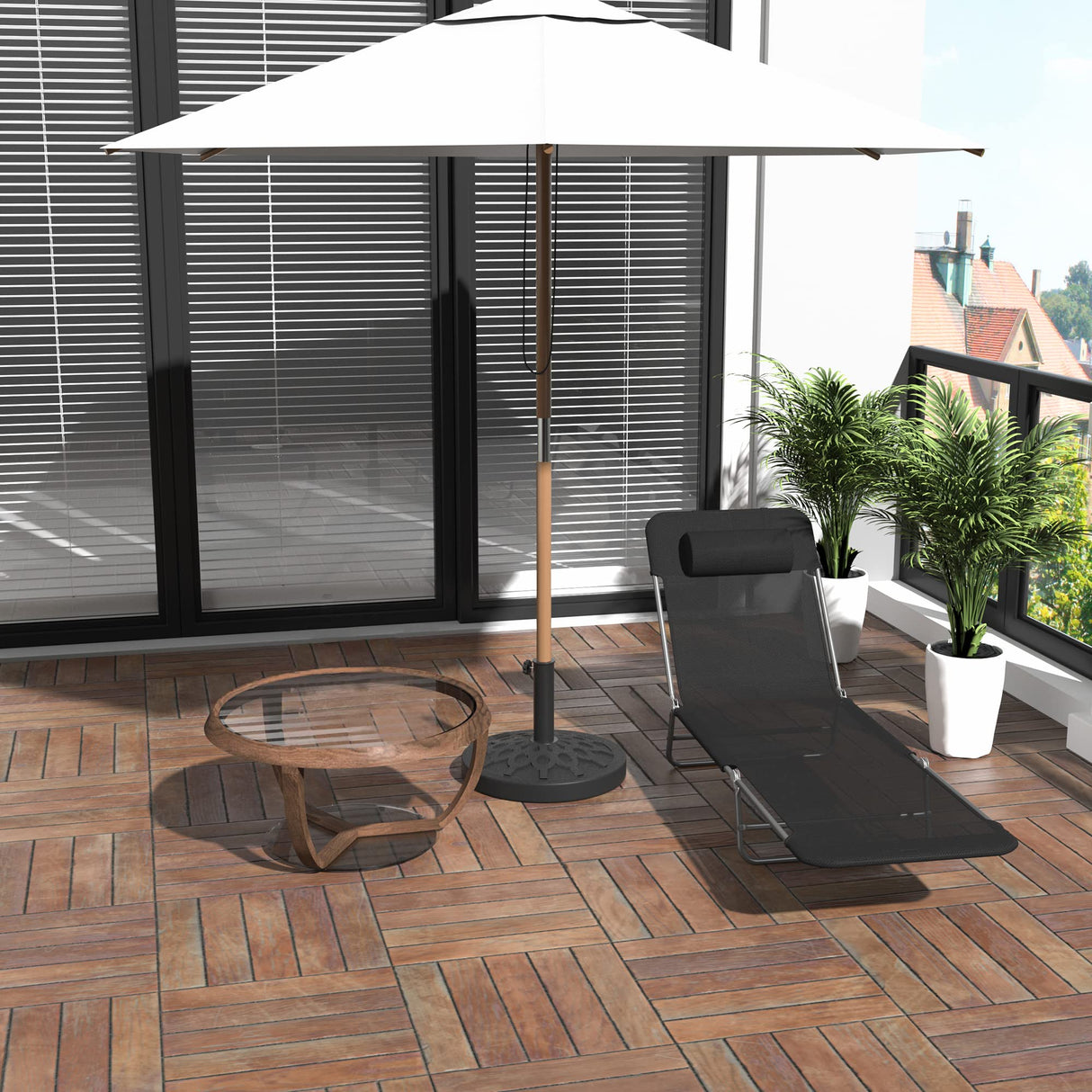 Folding Chaise Lounge Pool Chairs, Outdoor Sun Tanning Chairs with Pillow, Reclining Back