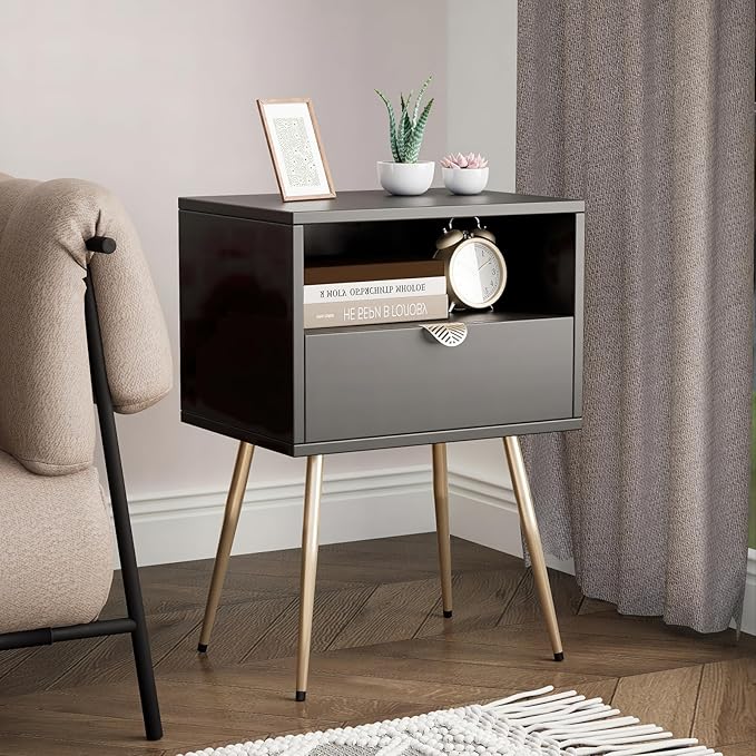 White Mid Century Modern Nightstand