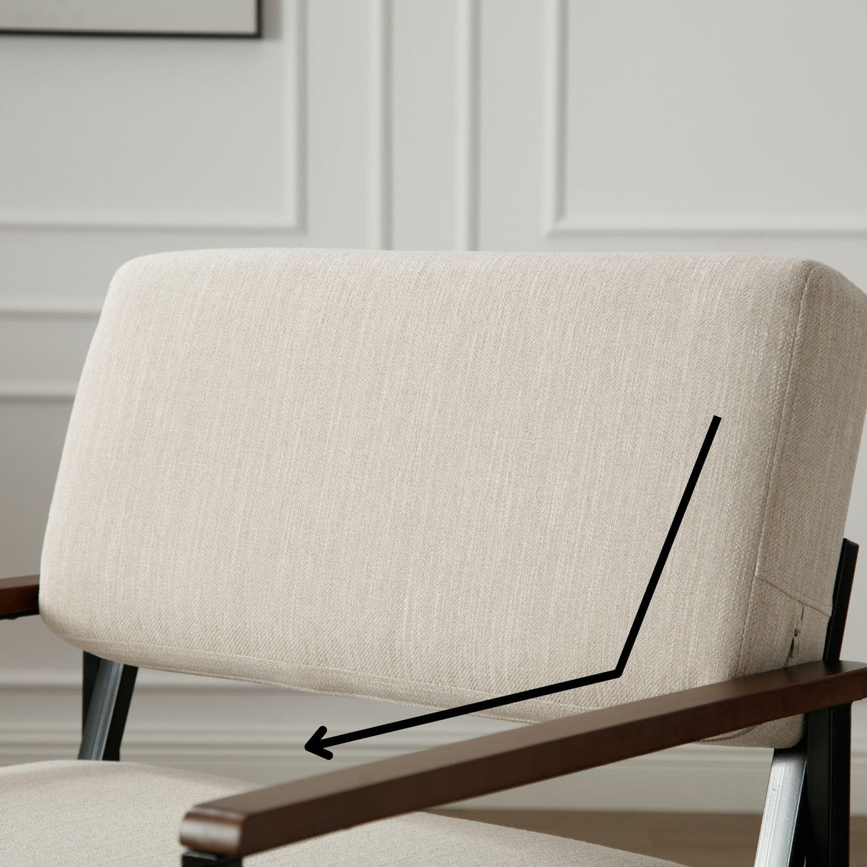 Modern Arm Chairs Set of 2, Mid-Century Accent Chairs with Black Metal Frame 23.25