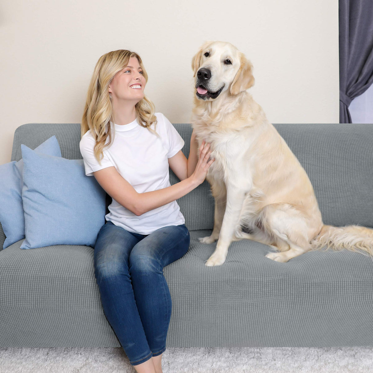 Stretch Loveseat Slipcover 1 Piece Sofa Covers for 2 Cushion Couch Washable 2 Seater