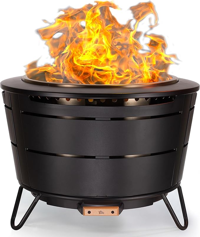 27.5-Inch Smokeless Reunion Fire Pit, Large Outdoor Fire Pit for Gatherings