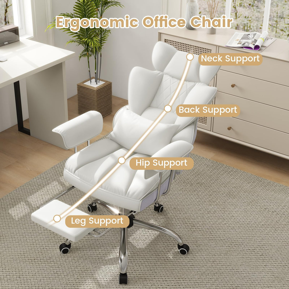 Big and Tall Executive Office Chair with Footrest - 400 LBS Capacity