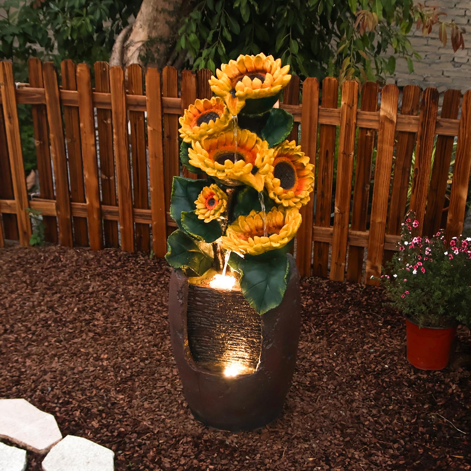 Outdoor Fountains and Waterfalls Cascading Sunflower Fountain 4-Tiers
