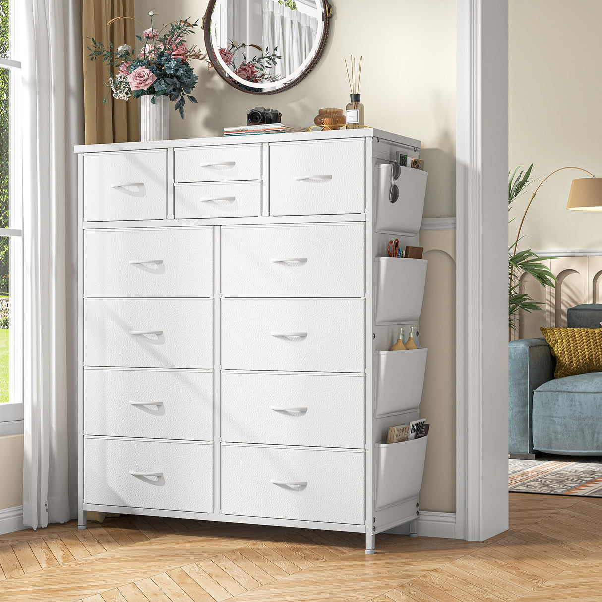 White Dresser with 12 Drawers,Tall Dresser