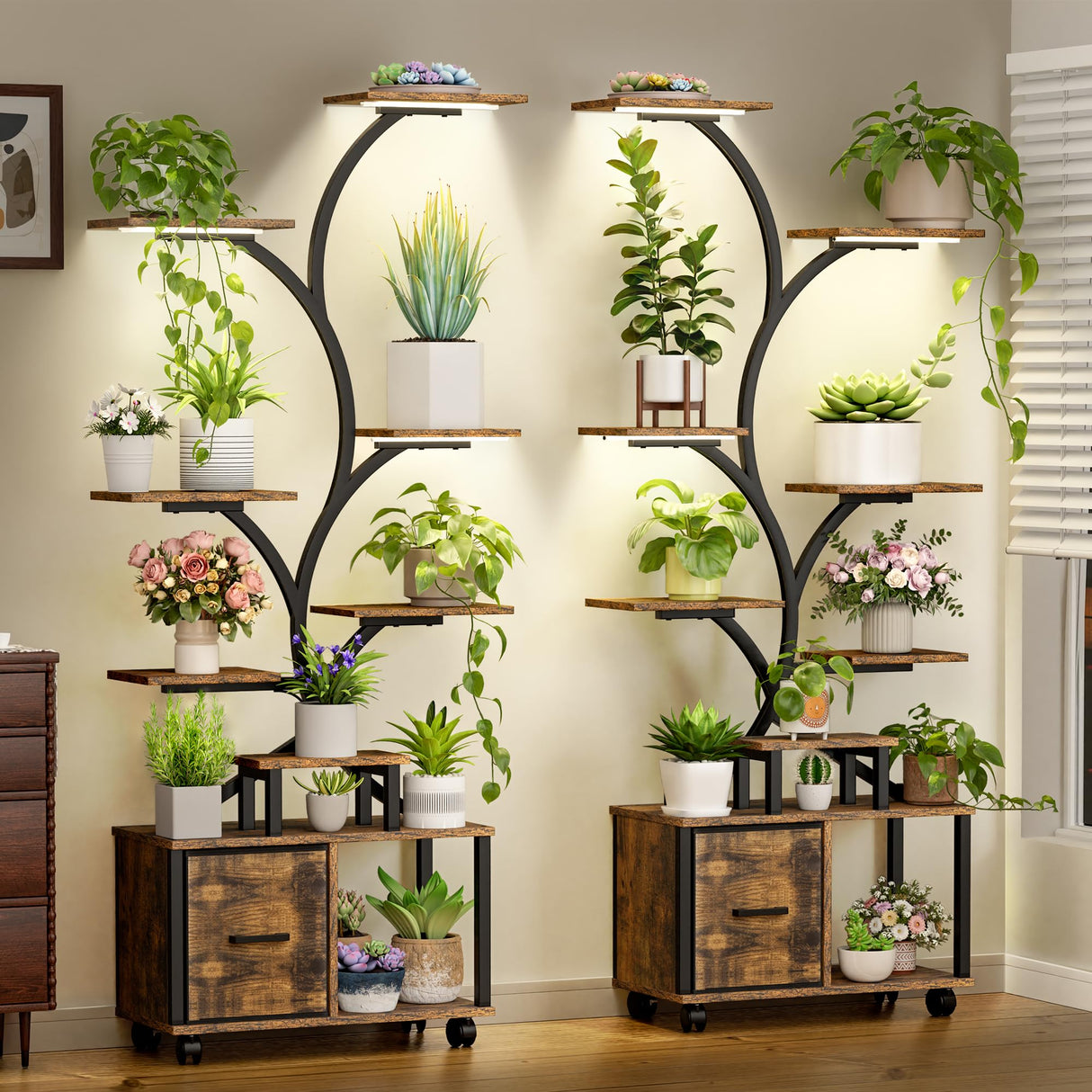 LumiGrow 9 – 9 Tier Rolling Plant Shelf with Grow Lights & Timer