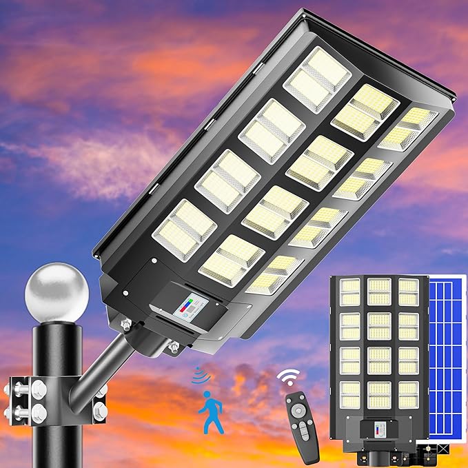 3-Pack Solar Parking Lot Light - 8000W Solar Street Light 360000LM Dusk to Dawn