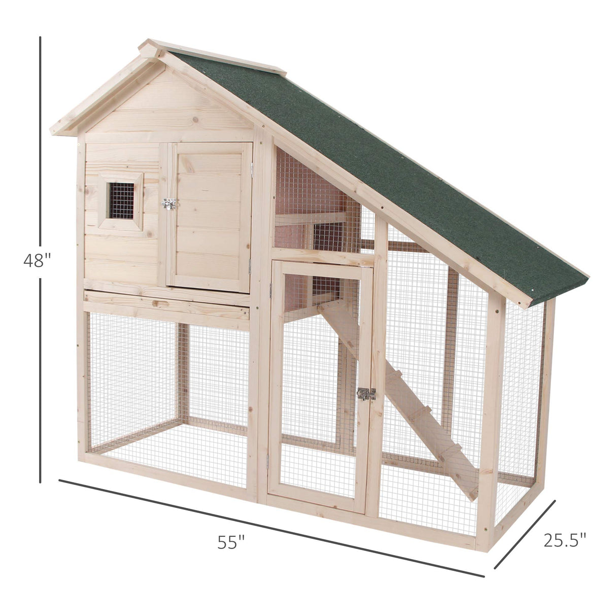 80" Chicken Coop, Wooden Outdoor Chicken Cage Hen House with Nesting Box