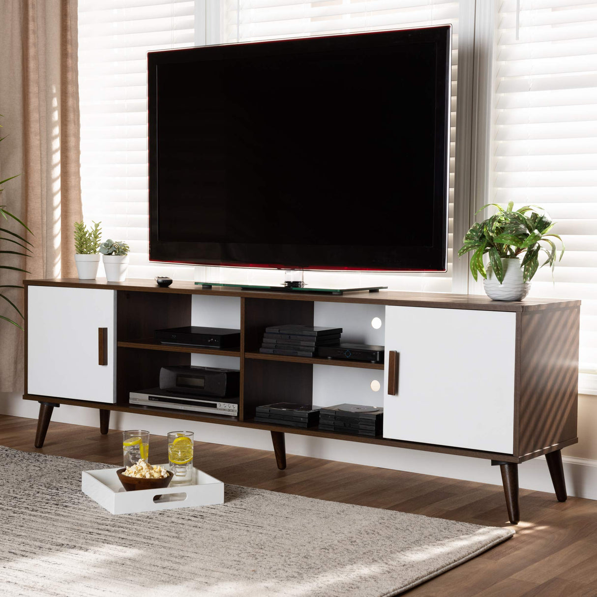 TV Stands, One Size, Walnut/White