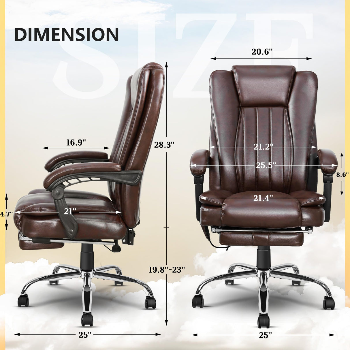 6-Point Massage Executive Office Chair with Heating and Footrest