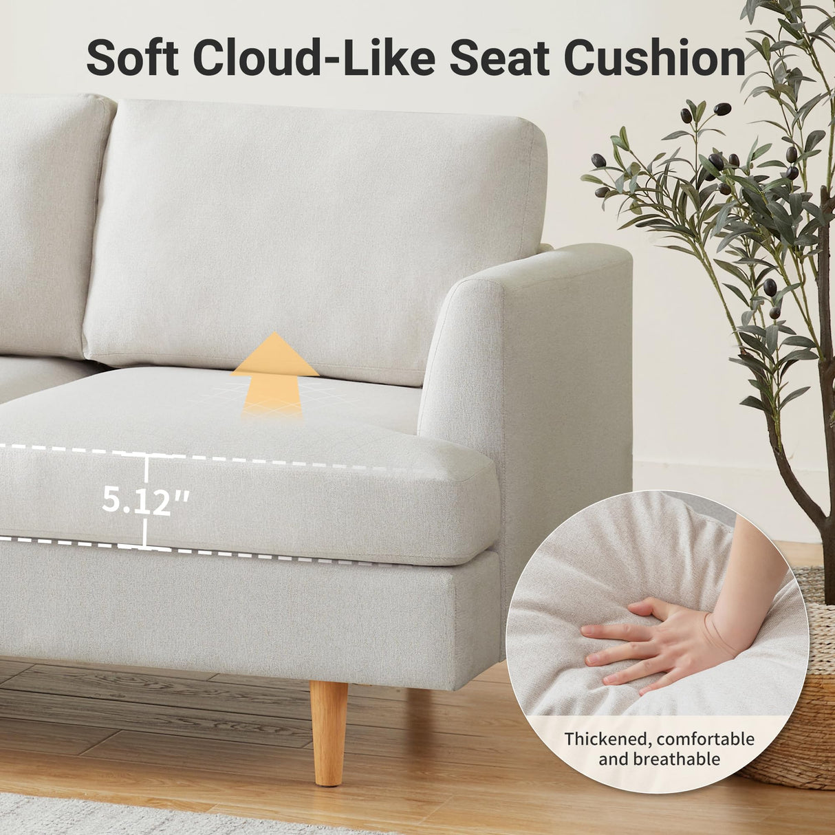 Mid-Century Modern Loveseat Sofa | Couch for Living Rooms & Small Offices