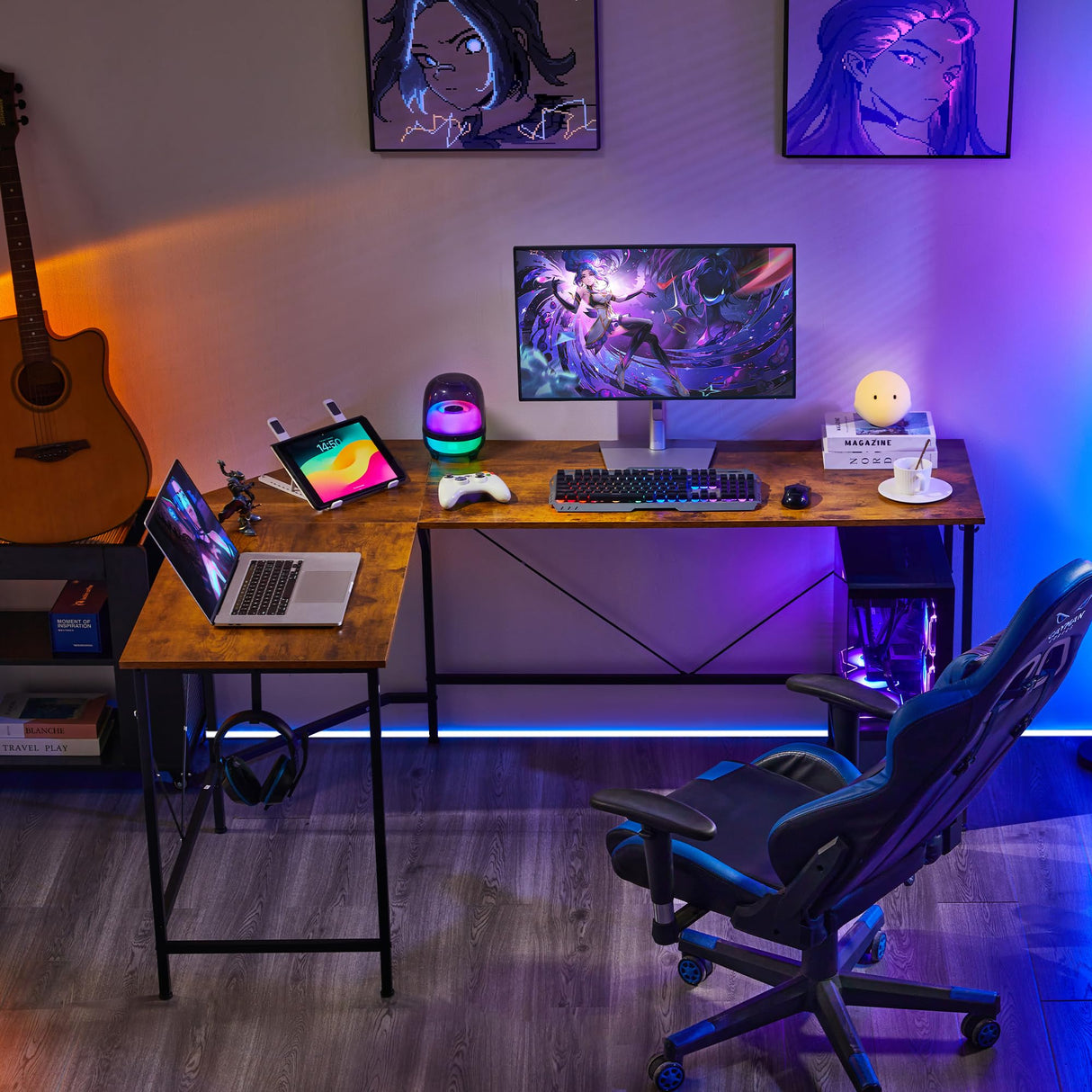 L Shaped Desk,66 Inch,Corner Desk for Home Office,Computer Gaming Table