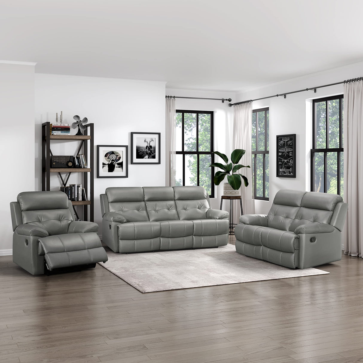 Inkwood Wall-Hugger Manual Double Reclining Loveseat, Gray