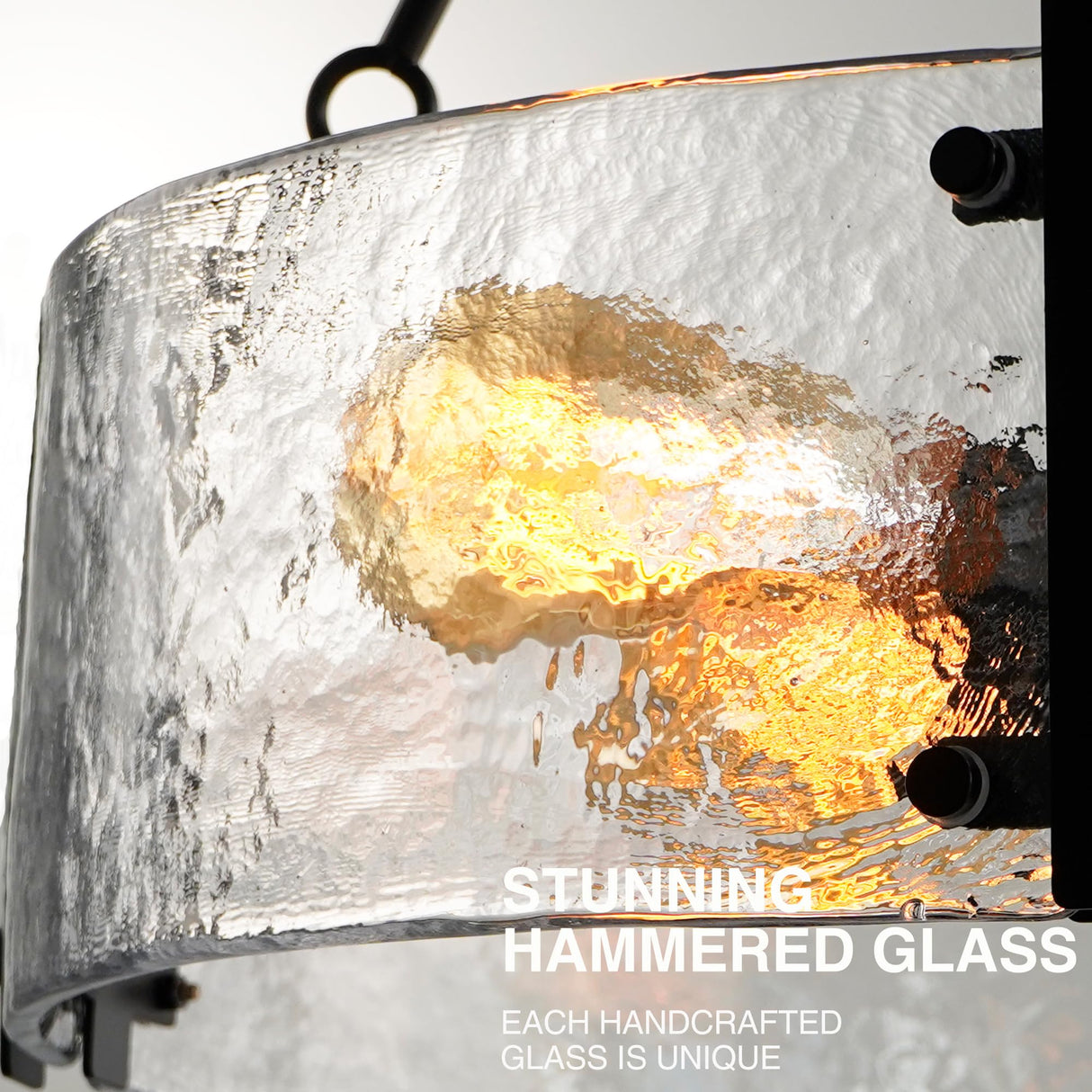 21" Black Modern Textured Glass Chandeliers Over Table