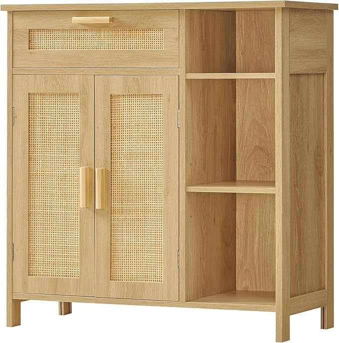 Bathroom Cabinet, Floor Storage Cabinet with Doors and Shelves, Coffee Bar Cabinet