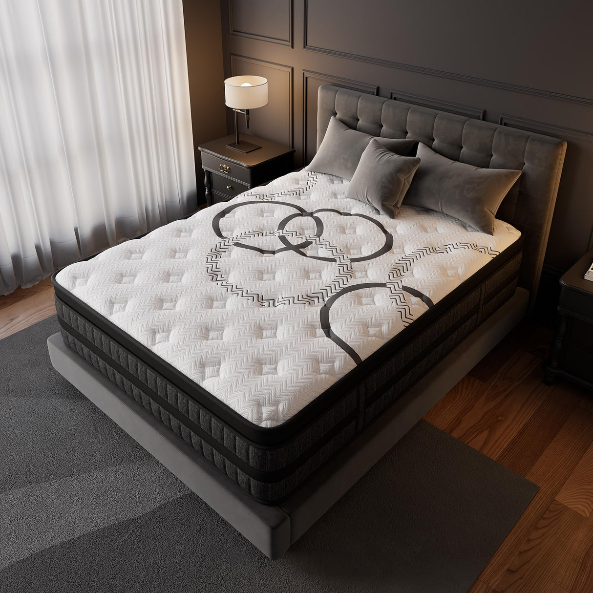 14 Inch King Hybrid Mattress - Euro Top Medium Firm with Lumbar Support