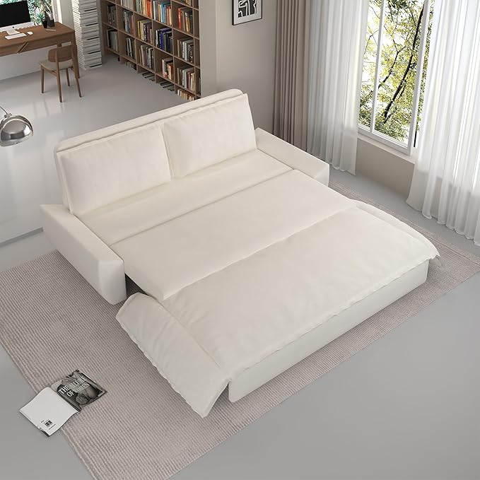 74.8” Queen Pull Out Sofa Bed, Luxury Velvet Convertible Sleeper Sofa