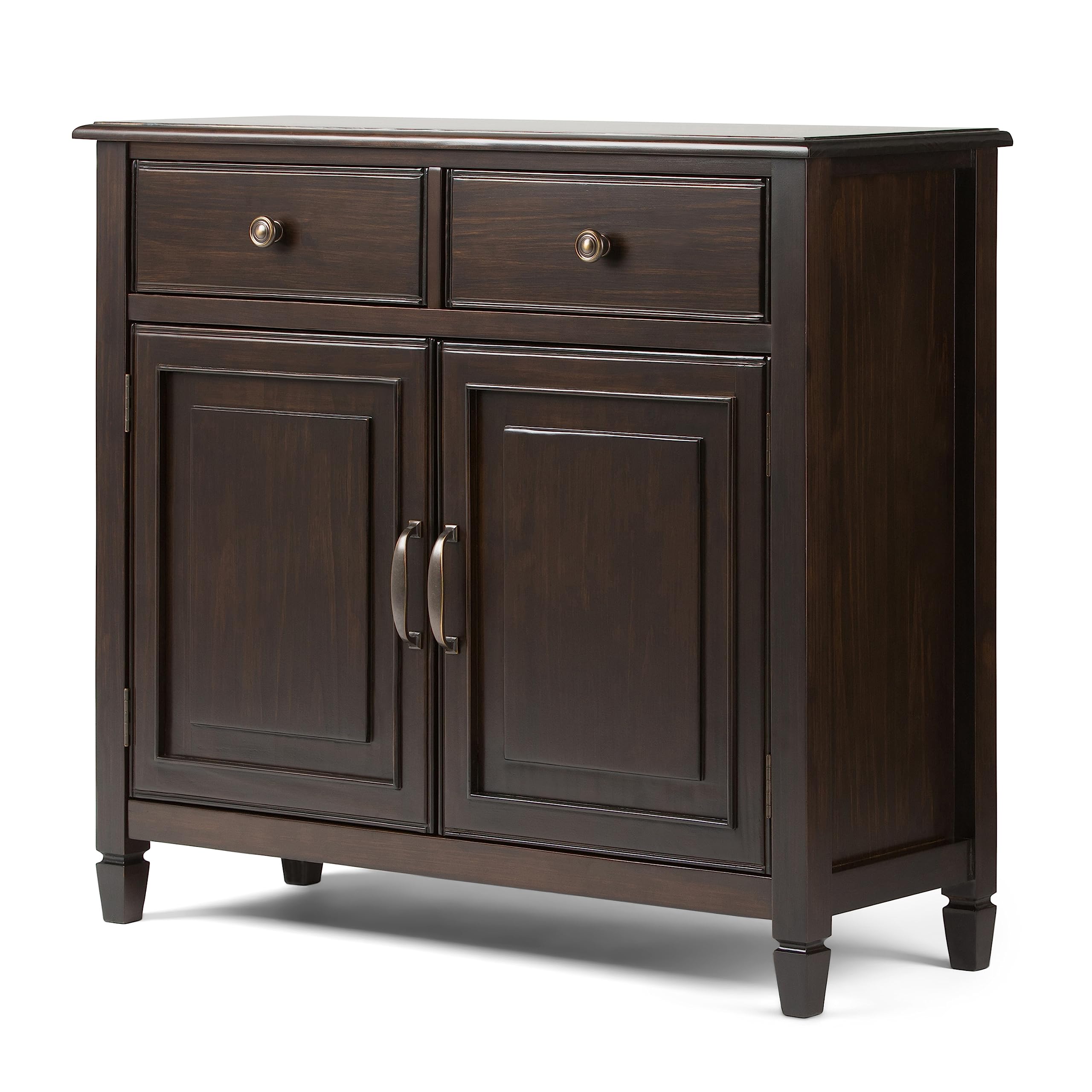 Connaught SOLID WOOD 40 Inch Wide Traditional Entryway Storage Cabinet in Dark Chestnut Brown