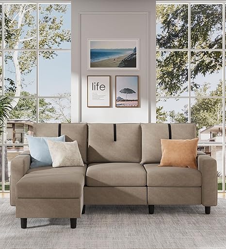 80" Sectional Sofas for Living Room, 3 Seat L Shaped Couch