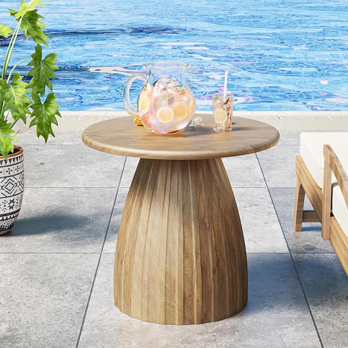 Round Small Patio Side Table, Metal Steel Outdoor Side Table, Patio Accent End Table