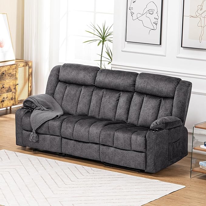 Manual Recliner Chair Set,Fabric Reclining Sofa Chair