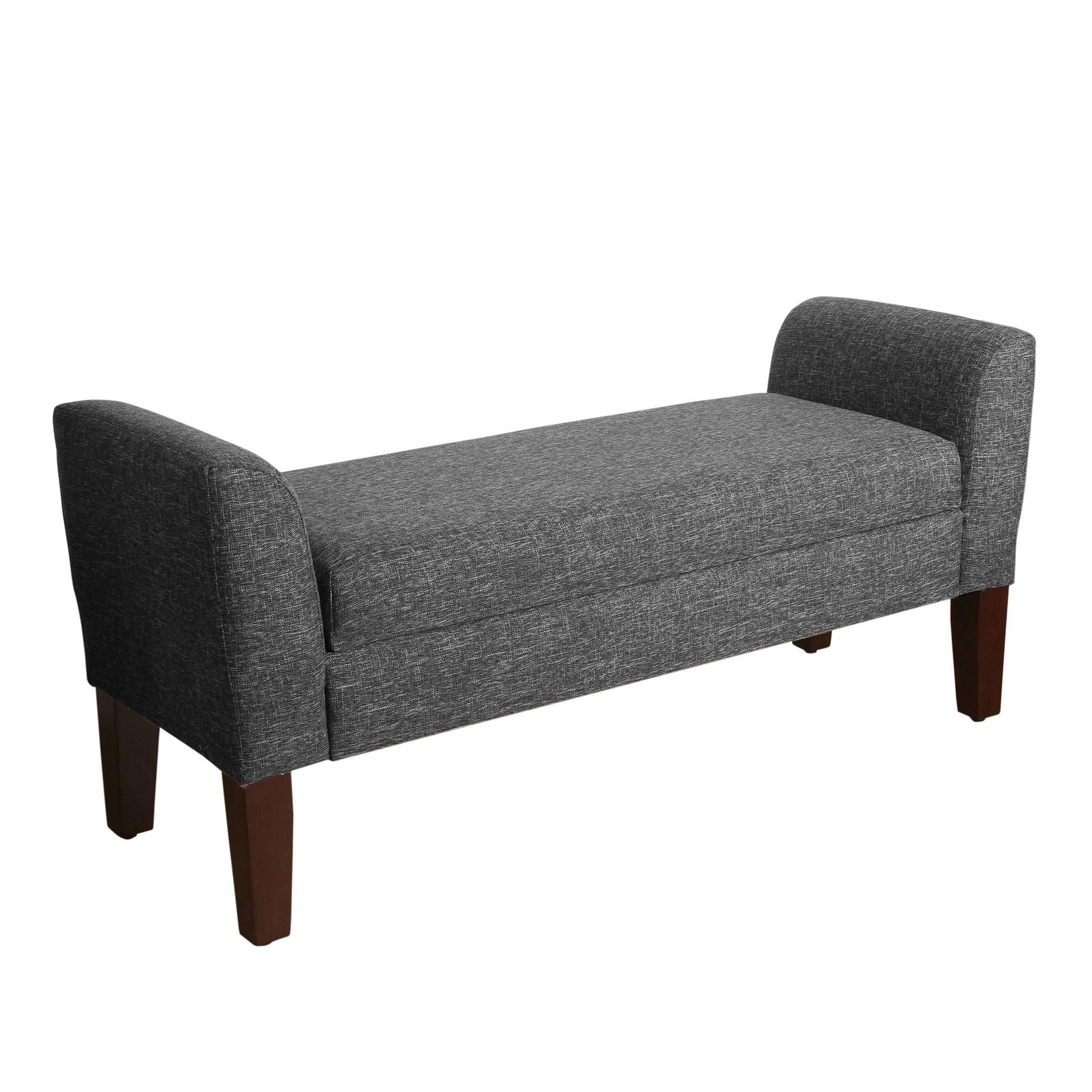 Tara Upholstered Storage Settee Bench with Hinged Lid, Dark Grey