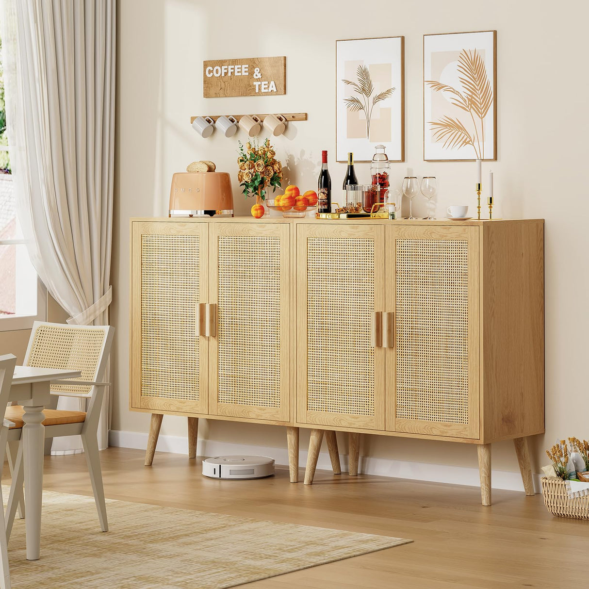 Cabinet, Bathroom Cabinet with 2 Rattan Doors & Rattan Cabinet with Doors, Accent